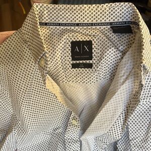 Armani Exchange Men's White and Gray Geometric Shirt